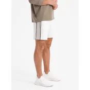 Ombre Mens short sweat shorts with wide stripes - broken white