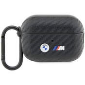 BMW AirPods Pro 2 gen cover Black Carbon Double Metal Logo (BMAPWMPUCA2)