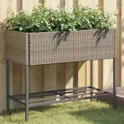 Vrtne sadilice s policom 2 kom sive 90 x 40 x 75 cm poliratan