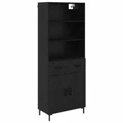 Vidaxl Visok predalnik s predalom Črna Orehovina 69,5 x 34 x 180 cm