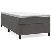 Vidaxl Posteljni okvir z vzmetmi temno siv 80x200 cm žamet