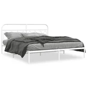 Vidaxl Kovinski posteljni okvir z vzglavjem bel 193x203 cm