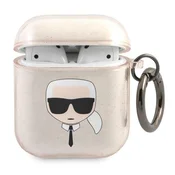 Ovitek Karl Lagerfeld Glitter Karls Head za AirPods 1/2 - zlati