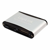 Čitalec kartic USB 2.0 Zunanji LogiLink Cardreader All-in-One aluminij