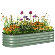 OUTSUNNY Modularna dvižna vrtna greda 150x62x30cm, pocinkani jekleni zaboj z odprtim dnom, zelen