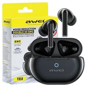 Awei AWEI BLUETOOTH 5.3 T61 TWS ETUI + PRIKLJUČNA POSTAJA ČRNA, (21968819)
