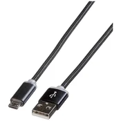 ROLINE Roline USB polnilni kabel USB 2.0 USB-A vtič\, USB-mikro-B vtič 1.00 m črna zaščiten 11.02.8318, (20432884)