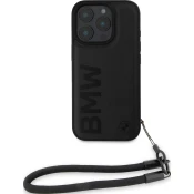 Ovitek BMW BMHCP16L23RMRLK iPhone 16 Pro 6.3  black hardcase Signature Leather Wordmark Cord (BMHCP16L23RMRLK)