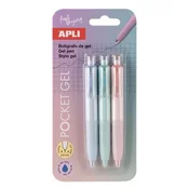 Mini gel olovka, 0,5 mm, s gumbom, APLI Pocket Gel, razne pastelne boje