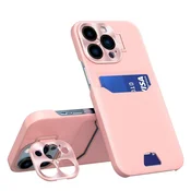 HURTEL Usnjena ovitek s stojalom za Samsung Galaxy S23 Ultra, denarnica z režo za kartico, roza
