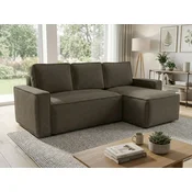 Sivo rjava raztegljiva kotna sedežna garnitura SMART BOUCLE, 232x143 cm, obojestranska