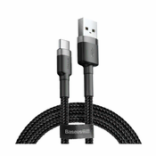 BASEUS USB A-C kabel 1m 3A Cafule sivo/crni CATKLF-BG1