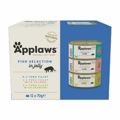 Applaws Fish Selection Konzervirana hrana za mačke, izbor rib v želeju 12 x 70 g