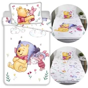 Disney DISNEY Medvedek Pu Bela, DVOSMERNA, bombažna otroška posteljnina na zadrgo, 100% BOMBAŽ 100x135cm+40x60cm OEKO-TEX