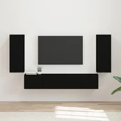 Set zidnog ormarica za TV Zidne 4 pcs Crna Konstruirano drvo