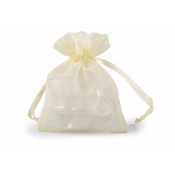 Darilna vrečka s kovinskim sijajem 8x10,5 cm organza sijaj - smetana svetlo (10 kosov)