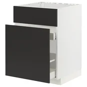 METOD / MAXIMERA Pod.element sudop. i 3front/2fioke, bela/Nickebo boja antracita, mat, 60x60 cm