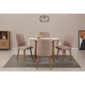 Hanah Home Set trpezarijski sto, 2 trpezarijske stolice i 2 klupe Vina 0900 Bež