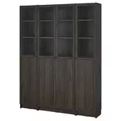 BILLY / OXBERG Komb.biblioteke s panelom/stak.vrat, tamnosmeda im. hrastovine, 160x202 cm