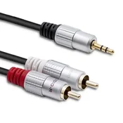 Qoltec kabel 2x RCA / Mini Jack 3,5 mm | 1 m | črne barve