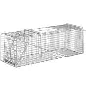 OUTSUNNY Kletka past za podgane, miši in nutrie, zložljiva, iz jekla, 93x31x34.5 cm, srebrna