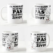 Keramicka šolja Srecan pas, 330ml, Bela