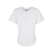 Long Shaped Turnup Tee T-Shirt for Boys - White