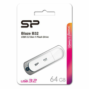 SP USB 3.2 FLASH DRIVE BLAZE B32 64GB: bijeli