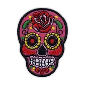 shumee Našitek mehiške lobanje Calavera roza - Prišitje - Vezen našitek/značka/emblem