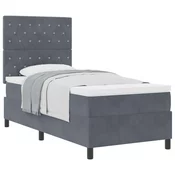vidaXL vidaXL Box Spring Postelja z Blazino Temno Siva 90x200 cm Žamet, (22052134)