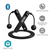Nedis Športi na prostem SmartLife | Vrv za skakanje | Bluetooth | Dvojni Hallov senzor | LED zaslon | PVC | 3,00 m | Brezžične žoge/torba z vrvico | Črna