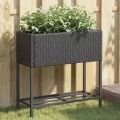 Vrtne sadilice s policom 2 kom crne 70 x 28 x 70 cm poliratan