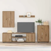 Set TV komoda Zidne 4 pcs Umjetnicki hrast Konstruirano drvo