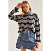 Bianco Lucci Womens Patterned Openwork Knitwear Sweater