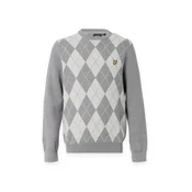 Lyle & Scott Pulover Argyle svetlo siva/bela