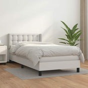 Greatstore Box spring postelja z vzmetnico bel 90x190 cm umetno usnje