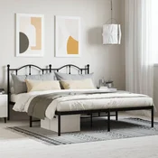 shumee vidaXL Kovinski posteljni okvir z vzglavjem črne barve 183x213 cm