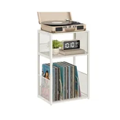 Songmics Stojalo za gramofon 3 nivoji 30x43x69 cm belo