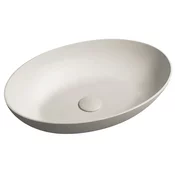 FORMIGO betonski umivalnik z zgornjim pultom, 60x40 cm, peščena barva - Bež - 60x14,5x40 cm - Sapho - FORMIGO - 24 - Beton - Ovalni/elipsasti - 600 - 145 - 400 - 14