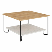 Bela/naravna mizica z mizno ploščo v hrastovem dekorju 80x80 cm Tonka – Marckeric