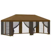 Vidaxl Paviljon s stenami 6 x 3 m Taupe Poliester in jeklo 190
