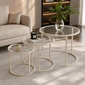 Hanah Home set klub stolova Beige-Trs-80-60-42-Nrd-Srk, bež