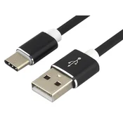 Kabel USB-A na USB-C 1,5 m QC 3.0 silikonski črne barve 3A