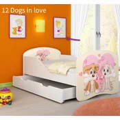 Djecji krevet ACMA s motivom + ladica 160x80 cm 12 Dogs in Love