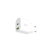Ksix GaN ultrabrzi zidni punjač 30W, PD, USB-C + USB-A, USB-C + USB-A, bijeli