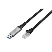 Adapter kabel USB-A na RJ45, Cat.6A S/FTP, 1 Gbit/s, USB 3.2 Gen1, LSZH, 2m