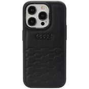 Audi GT Synthetic Leather ovitek za iPhone 15 Pro, Črn