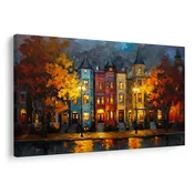 Slika jesenska ulica s hišami - 30x20