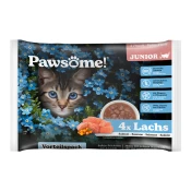 Pawsome! Mokra mačja hrana Junior - losos - 4 x 85 g