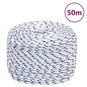 Vidaxl Vrv za čoln bela 6 mm 50 m polipropilen